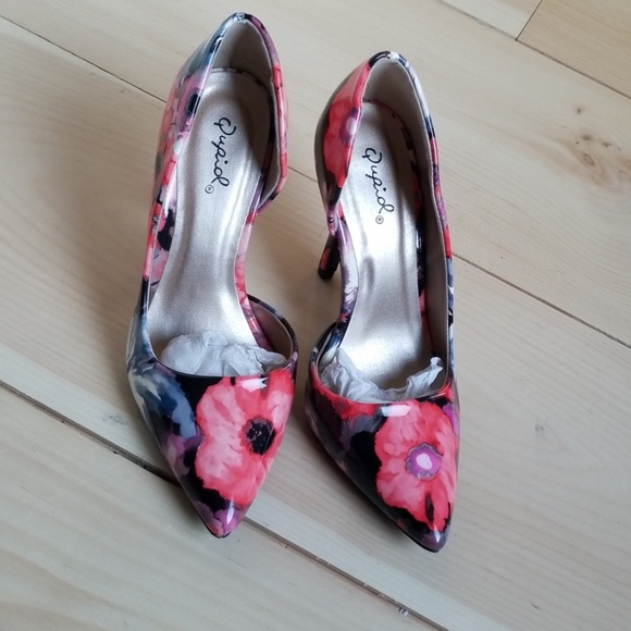 Floral Qupid heel shoes - Picture 1 of 4